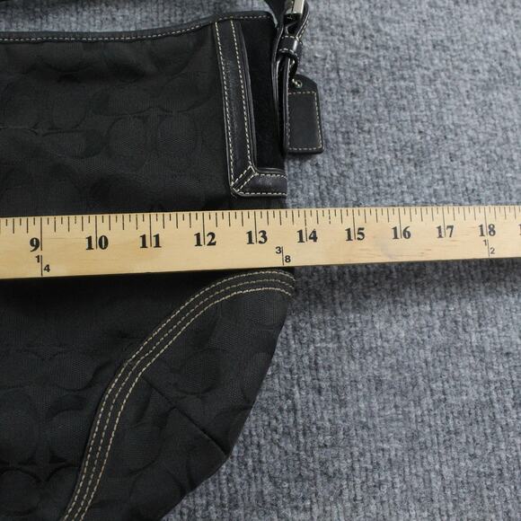 Coach Signature Jacquard Trim Hobo Shoulder Bag with Braided Strap Black 90s Y2K - Picture 7 of 7